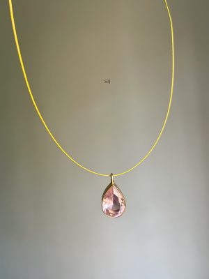 Single Stone Tear Drop Pendant Invisible Necklace