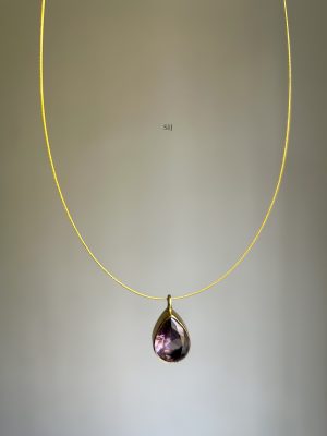 Single Stone Tear Drop Pendant Invisible Necklace