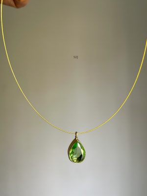 Single Stone Tear Drop Pendant Invisible Necklace