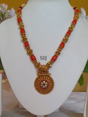 Antique Coral Gold Balls Necklace Set