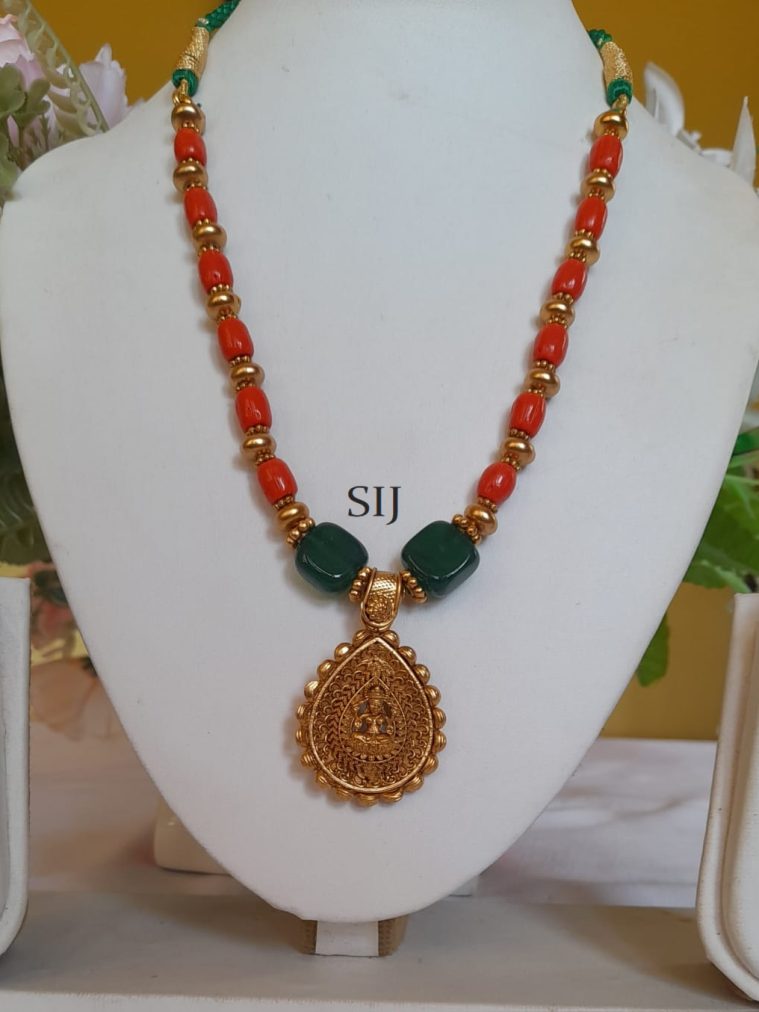 Antique Lakshmi Coral Temple Necklace Set