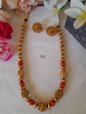 Nakshi Coral Rudraksh Long Necklace Set