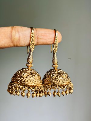 Antique Finish Hook Jhumkas