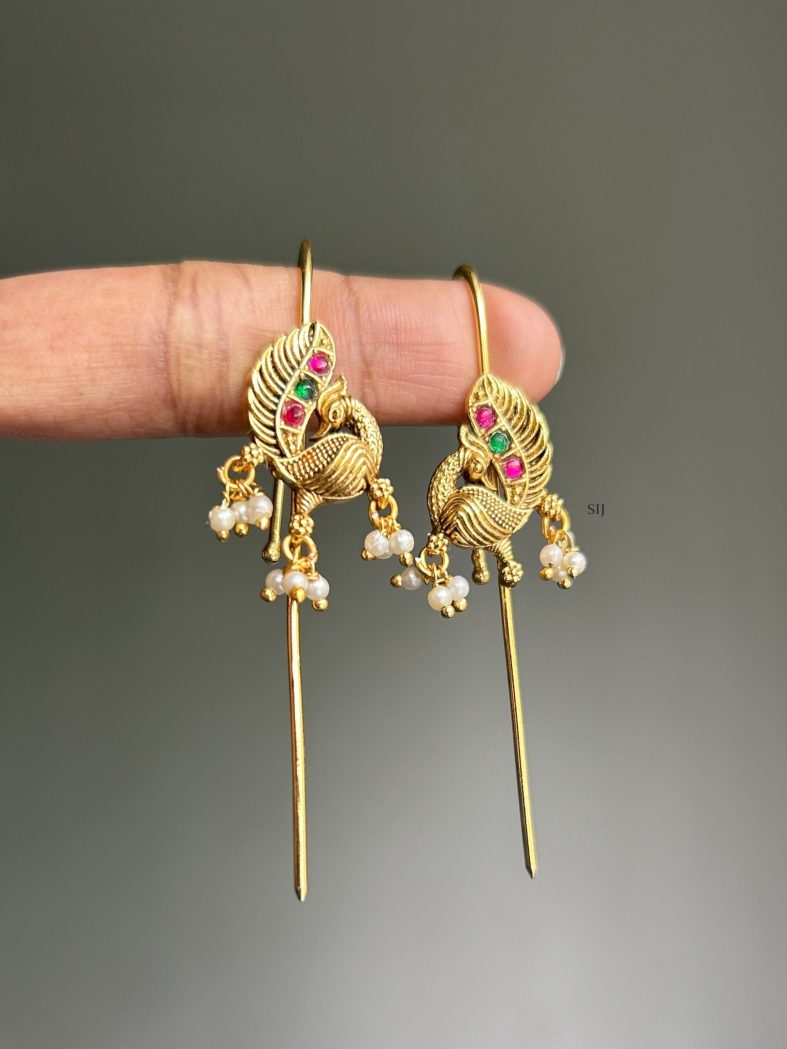 Antique Finish Peacock Earcuffs