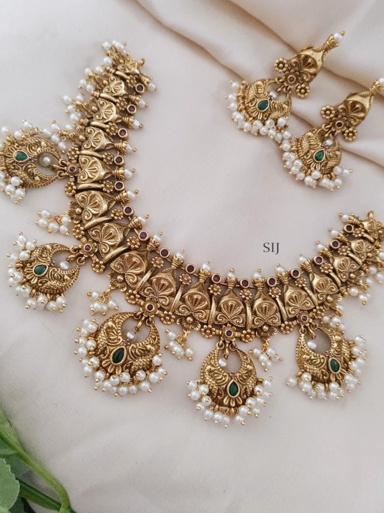 Bridal Peacock Floral Design Necklace Set