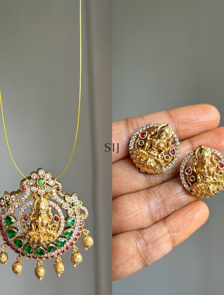 Goddess Lakshmi with Dual Peacock Pendant Invisible Necklace