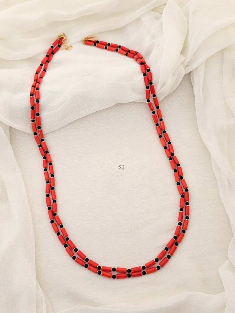 Gold Finish Dual Layer Coral Mala