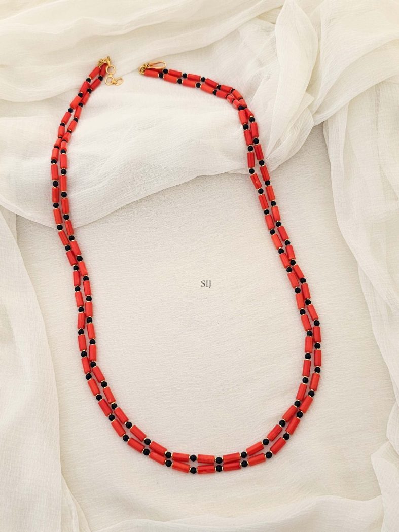 Gold Finish Dual Layer Coral Mala