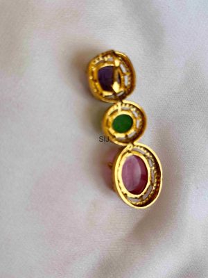 Gold Finish Multicolor Stones Pendant