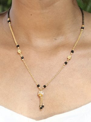 Gold Finish Square Stone Fashionable Mangalsutra