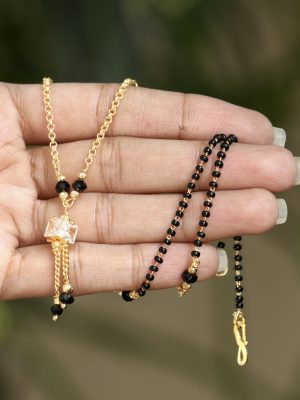 Gold Finish Square Stone Fashionable Mangalsutra