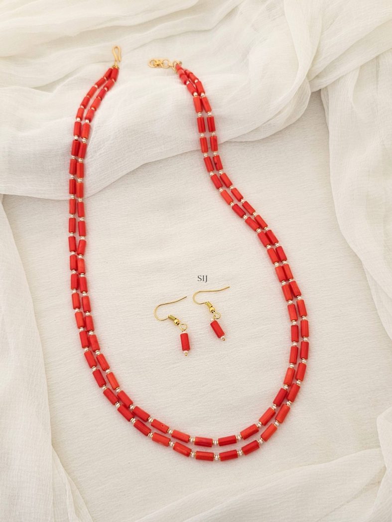 Gold Finish Two Layer Coral Mala