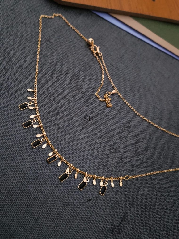 Gold Plated Black Stones Chain