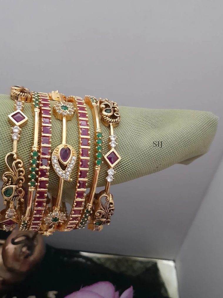 Gold Plated Bridal Bangles Set Of 7