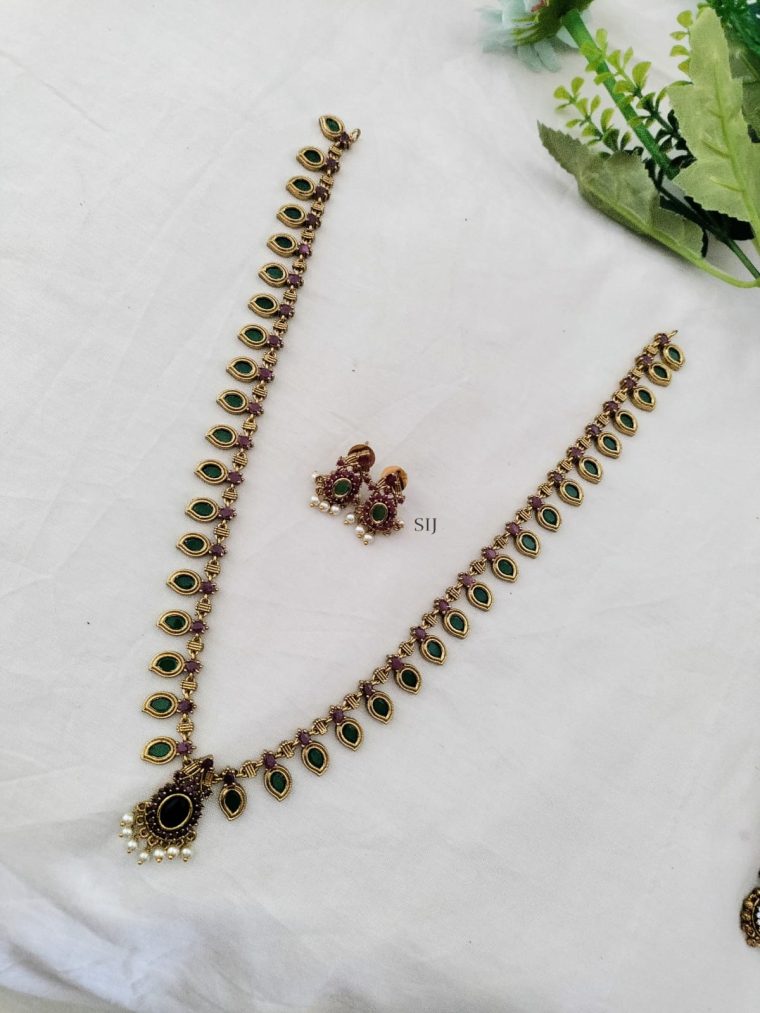 Gold Plated Palakka Kerala Long Necklace Set