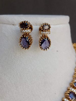 Gold Plated Victorian Purple Stone Solitaire Set