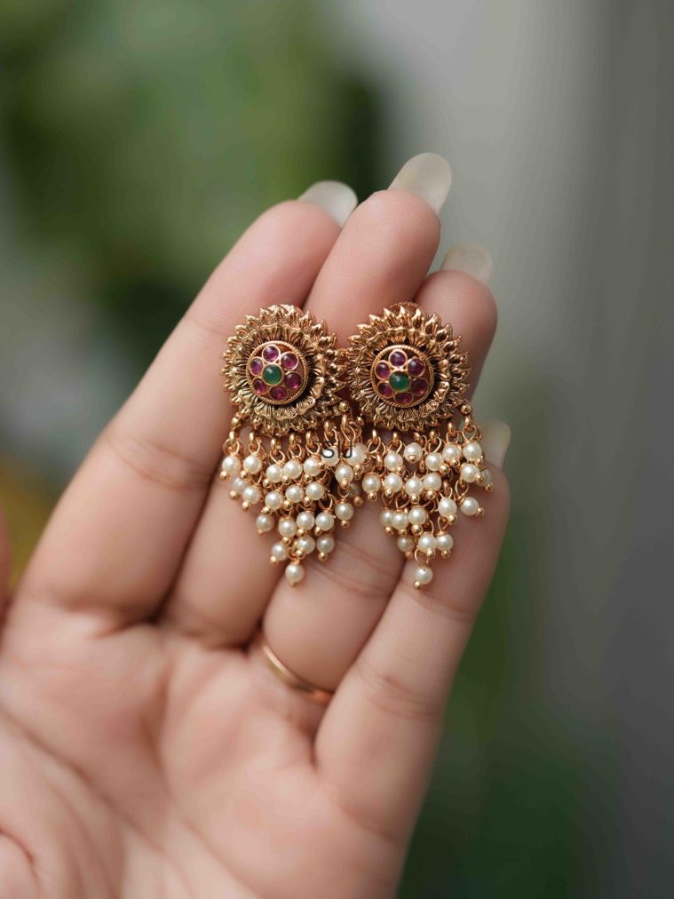 Gold Plated Earrings with Water Pearls