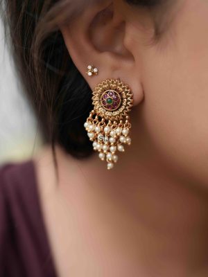 Gold Plated Earrings with Water Pearls