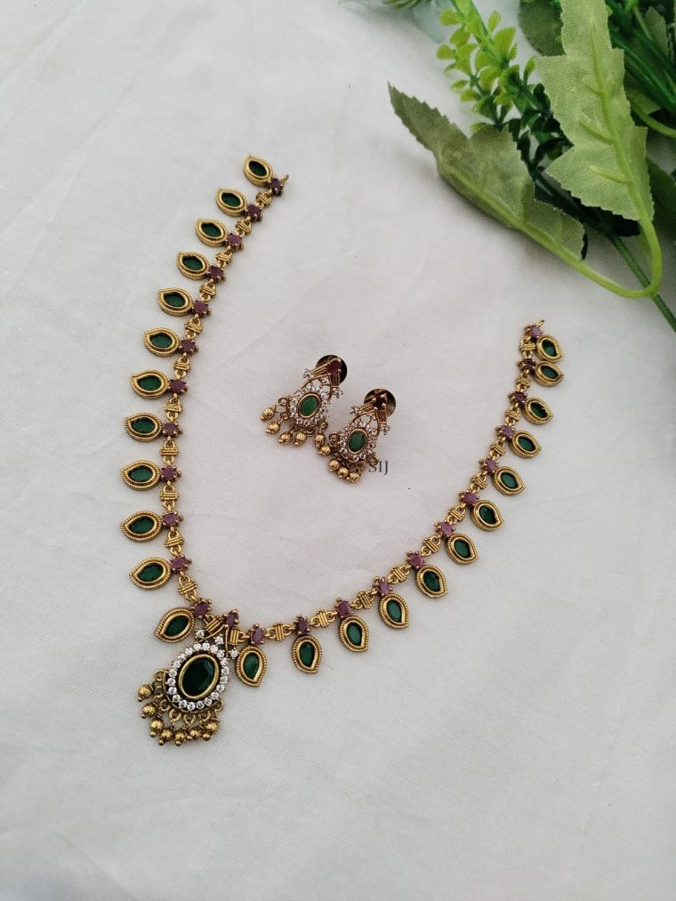 Imitation Palakka Kerala Style Necklace Set