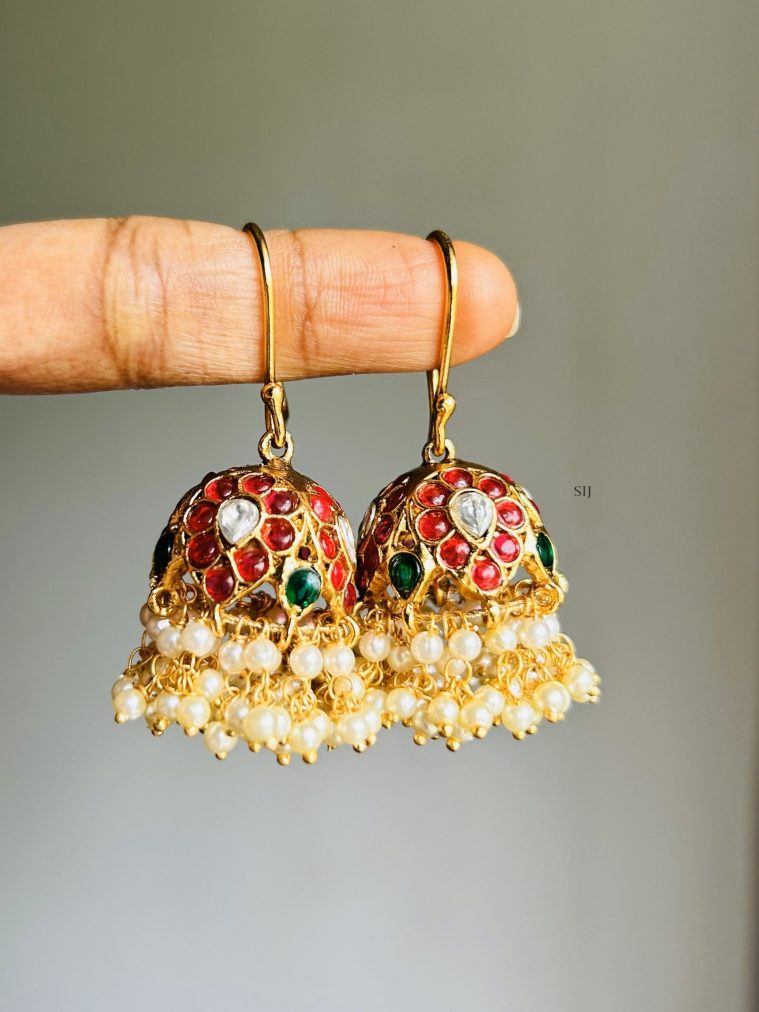 Kemp Stone Pearl Dropped Hook Jhumkas