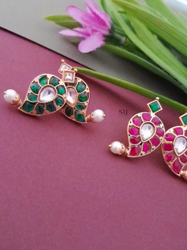 Mango Shaped Jadau Kundan Ear Studs