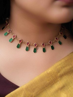 Matte Finish Palakka Necklace Set