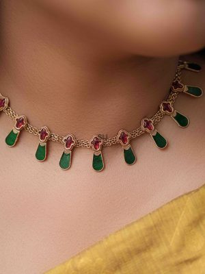 Matte Finish Palakka Necklace Set