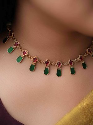 Matte Finish Palakka Necklace Set