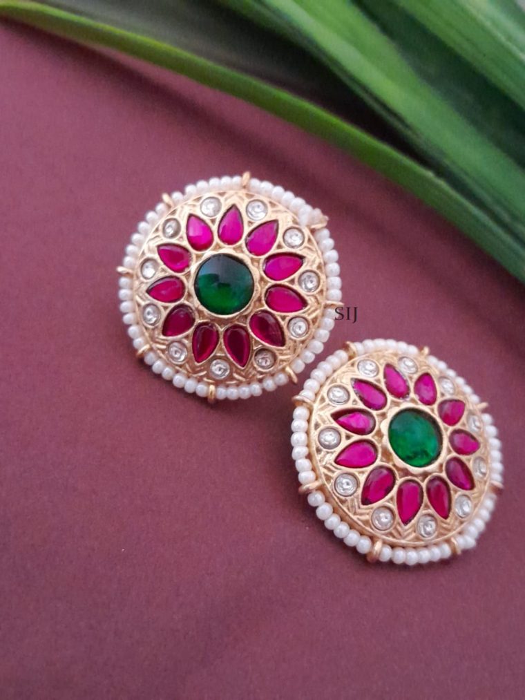 Round Shaped Jadau Kundan Ear Studs