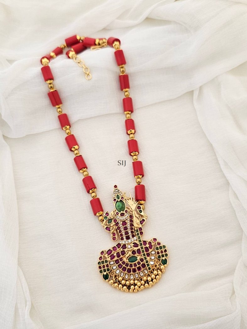 Goddess Devi Kamakshi Pendant Coral Beads Necklace