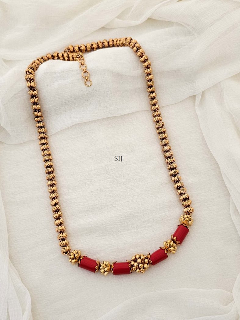 Antique Gold Finish Coral Beads Chain