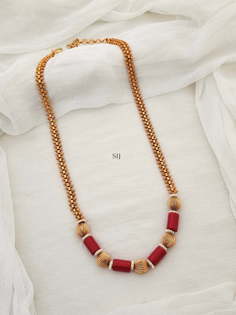 Matt Gold Finish Coral Beads Chain