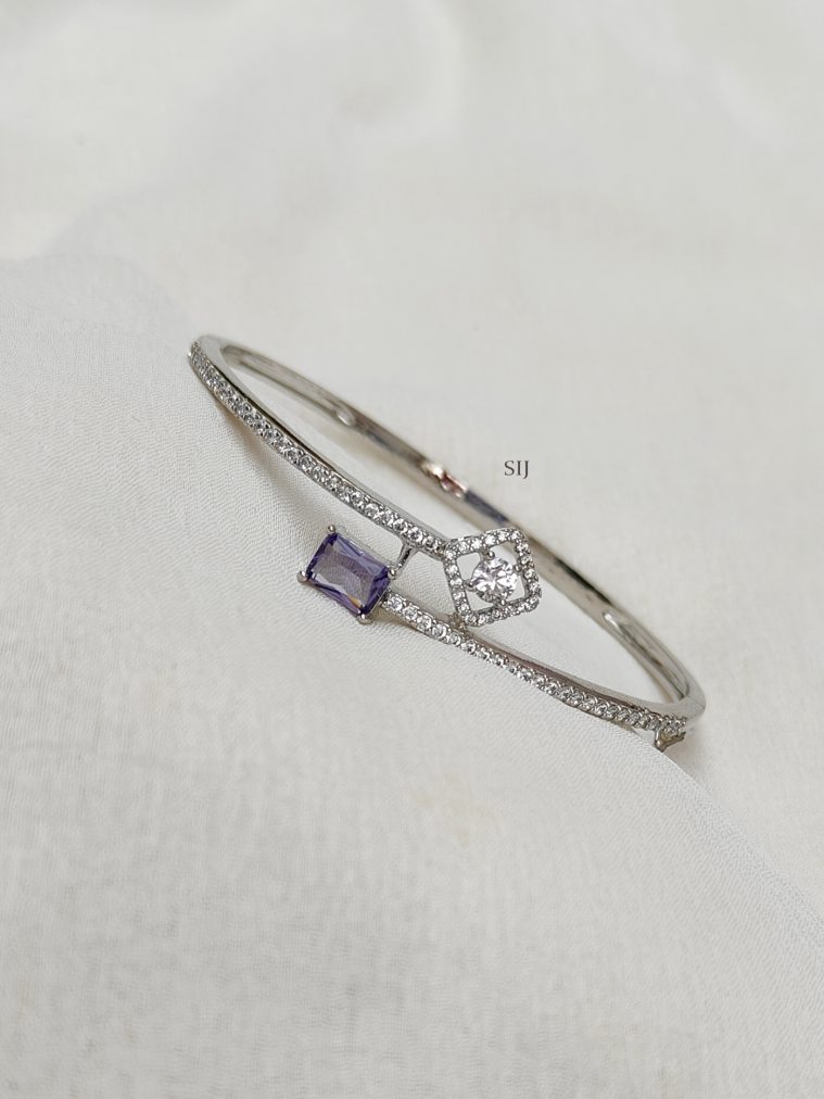 Silver Polish Purple Stone Kada