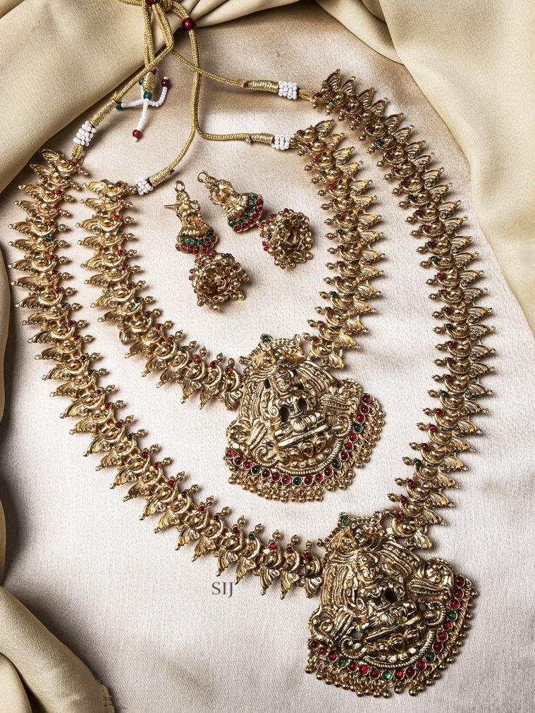 Temple Lakshmi Motif Combo Jewellery Set