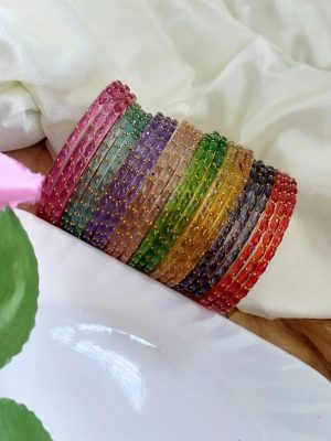 Trending Valaikappu Raindrop Bangles Set