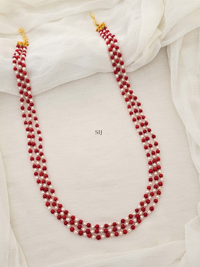 Trendy Triple Layered Coral Mala