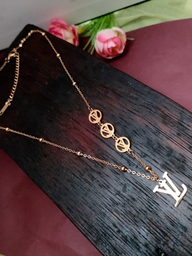 Y Letter Crafted Rose Gold Chain