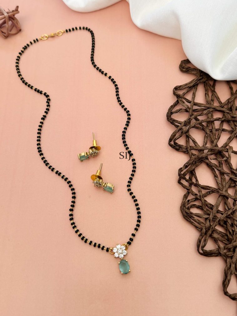 Gold Plated Black Beads Mangalsutra Set