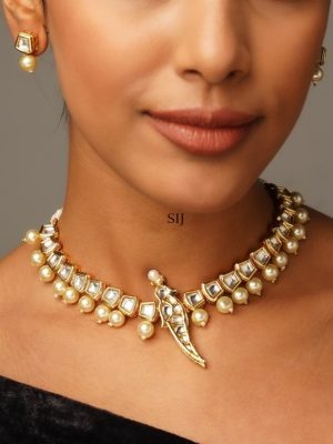 Gold Plated Parrot Kundan Pearl Choker