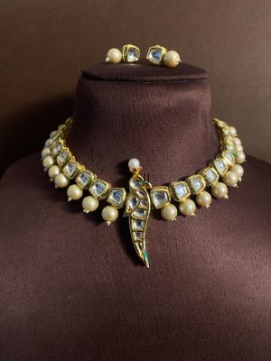 Gold Plated Parrot Kundan Pearl Choker