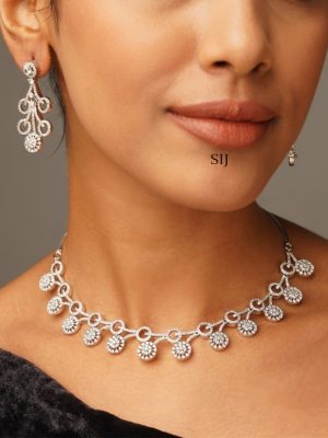 Silver Plated AD Stones Hasli Necklace