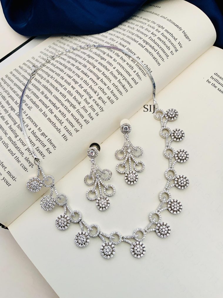 Silver Plated AD Stones Hasli Necklace