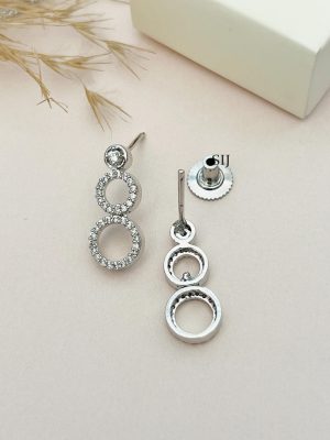 Round Silver Plated AD Stones Necklace Set