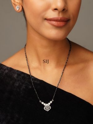 Silver Plated AD Studded Beaded Mangalsutra Set