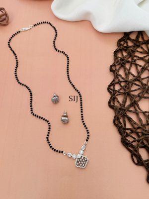 Silver Plated AD Studded Beaded Mangalsutra Set