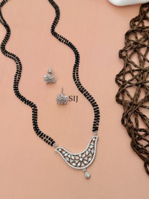 Silver Plated AD Studded & Beaded Mangalsutra Set