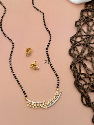 Gold Plated AD Studded Beaded Mangalsutra Set