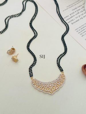 Gold Plated AD Round BlackBead Mangalsutra