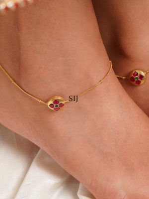 Polki Pachi Kundan Daily Wear Gold Plated Anklet