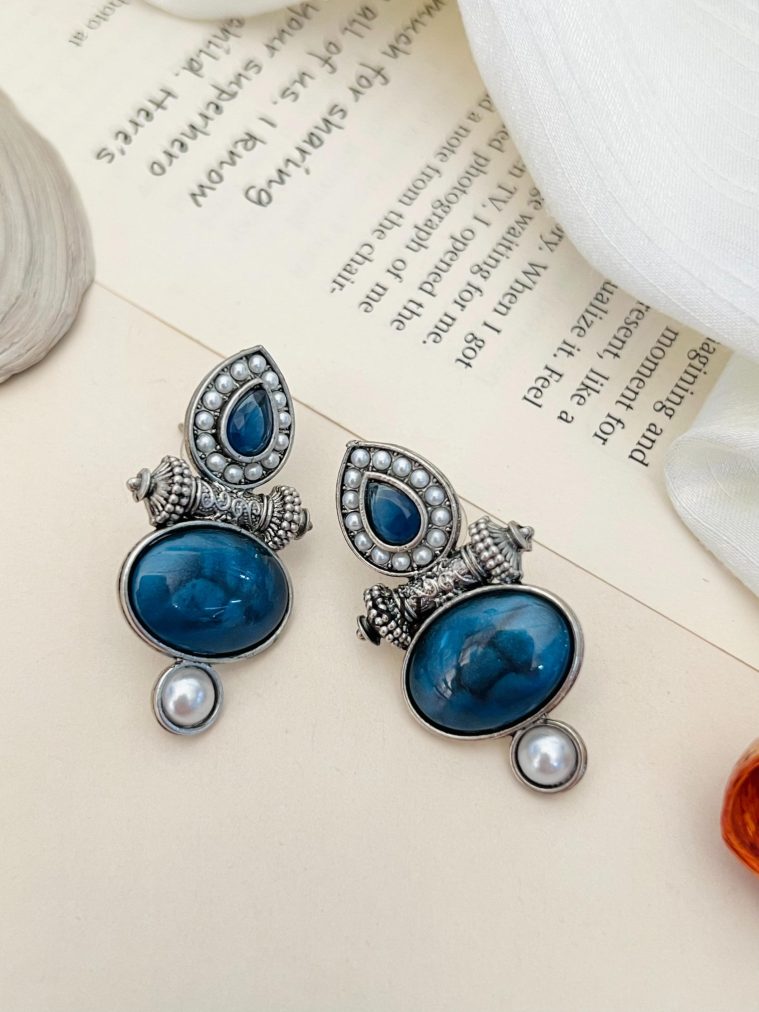 German Silver Plated Drop Earrings